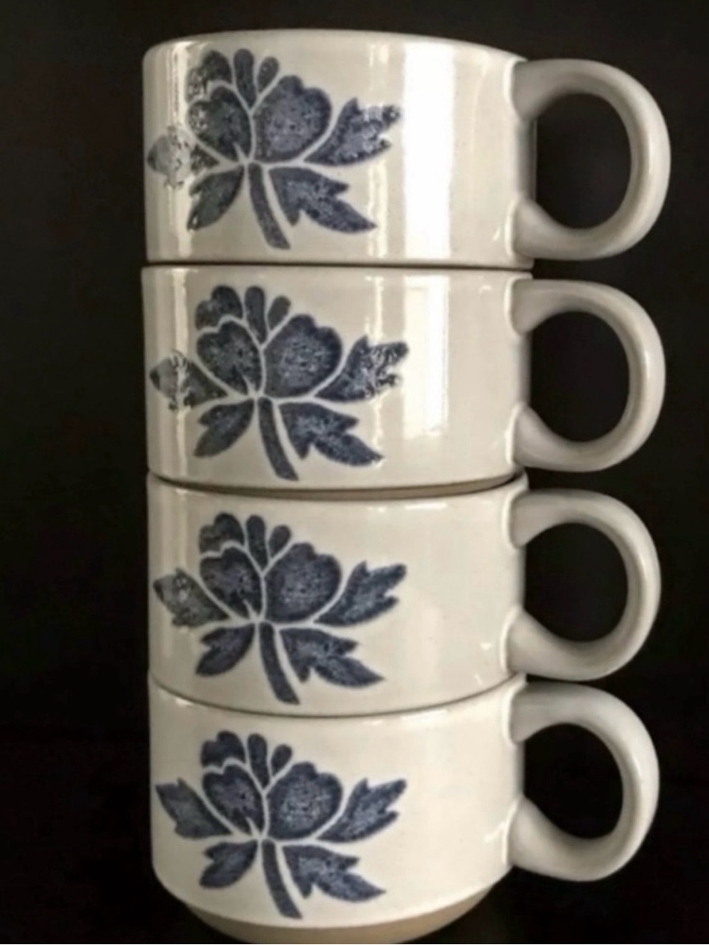Vintage Midwinter Stoneware Wedgwood Cups Blue Flower